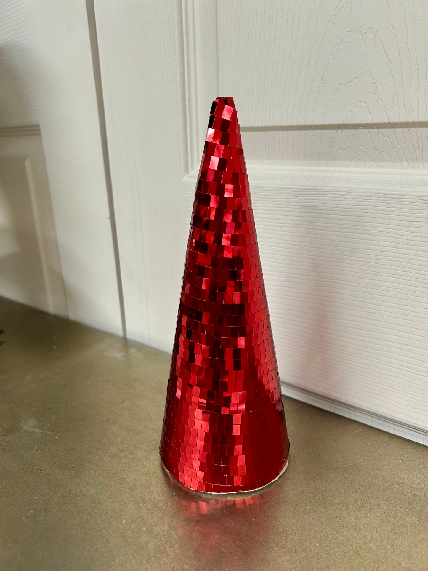 11.5 Inch Red Mirror Cone Tree