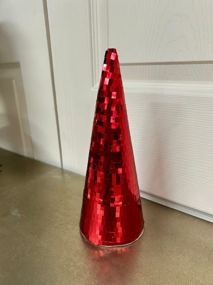 11.5 Inch Red Mirror Cone Tree