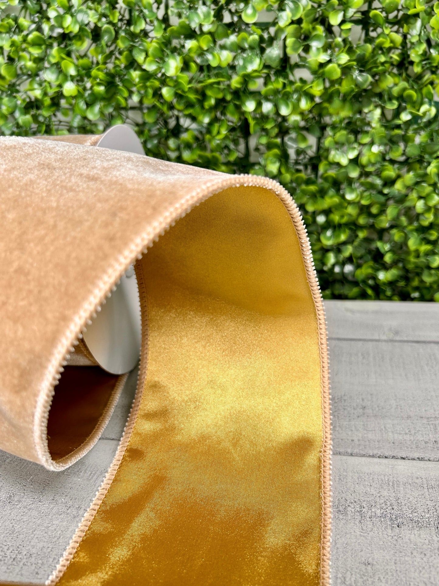 4 Inch By 10 Yard Taupe Deluxe Velvet With Satin Backing Ribbon