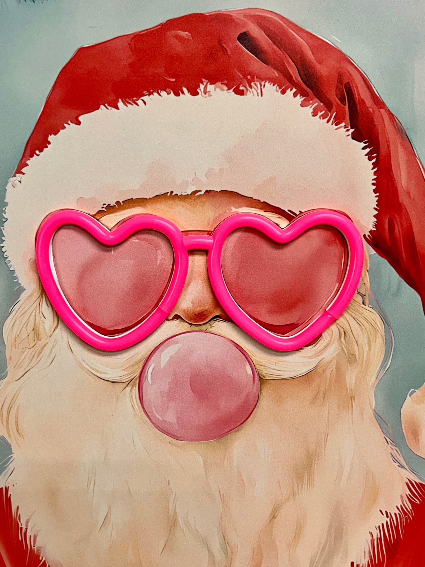 15.75 Inch Santa With Lit Neon Glasses Wall Art
