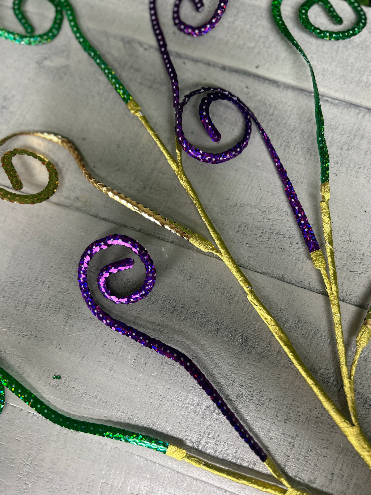 29.5 Inch Mardi Gras Laser Sequin Coil Spray