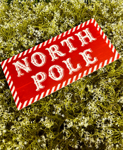 12.5 Inch Red And White North Pole Sign