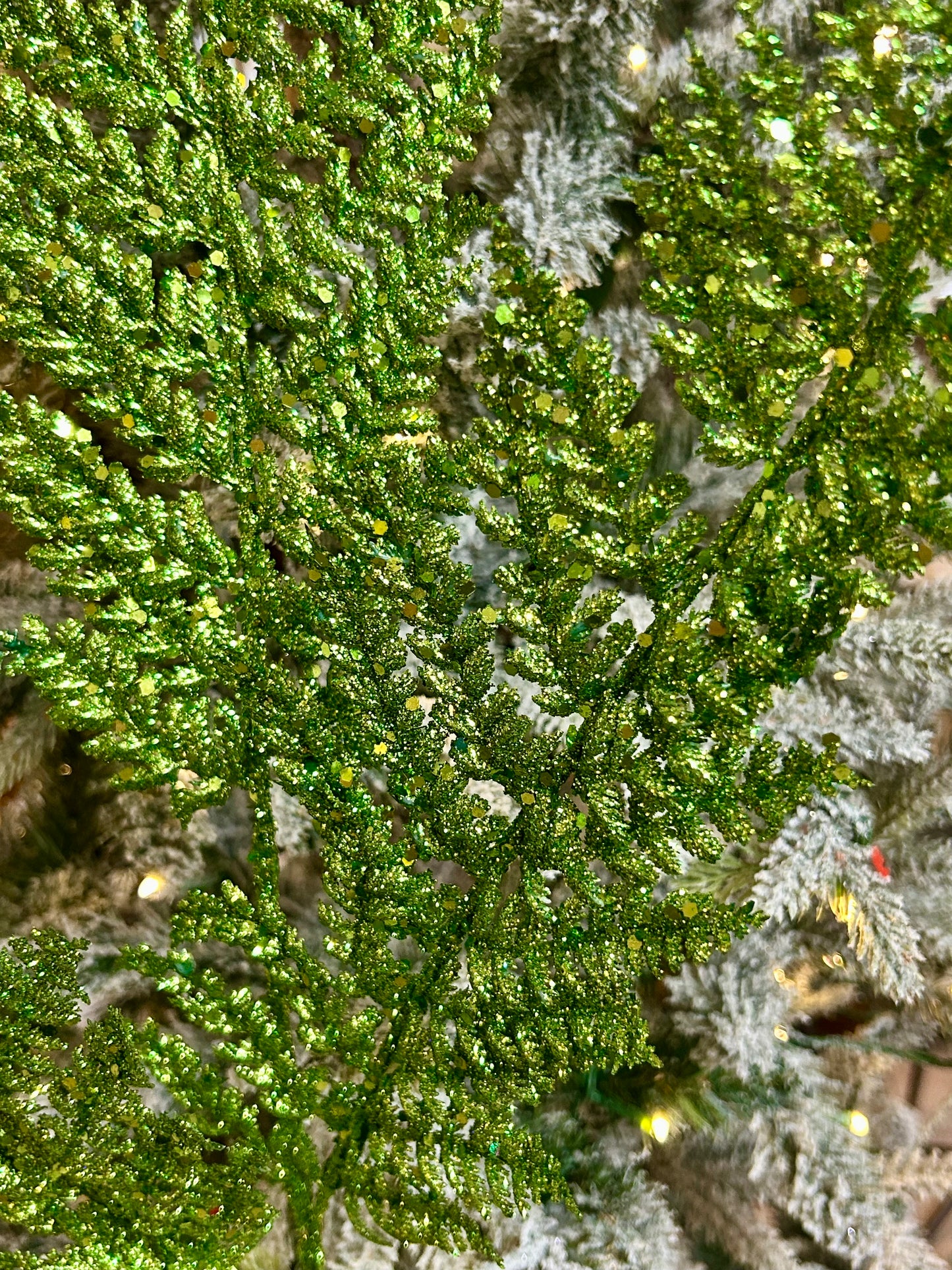 32 Inch Green Shimmery Glitter Fern Spray