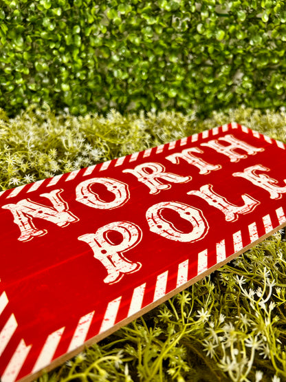 12.5 Inch Red And White North Pole Sign