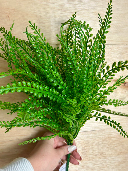 16 Inch Dark Green Bead Grass Bush