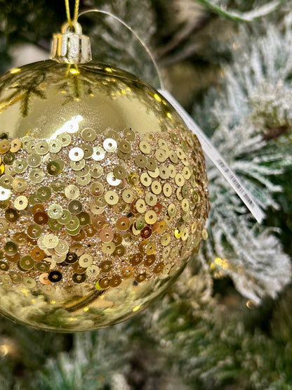 4 Inch Gold Sequin Ball Ornament