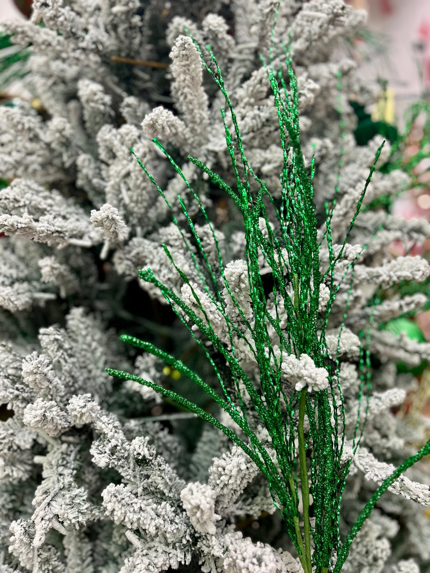 38 Inch Green Glitter Pine Twig Spray