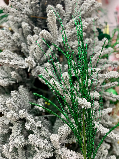 38 Inch Green Glitter Pine Twig Spray