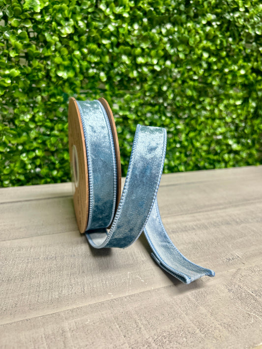 1 Inch By 10 Yard French Blue Heritage Velvet Ribbon
