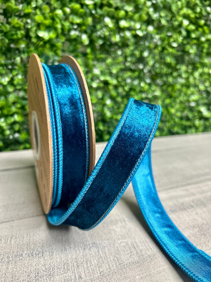 1 Inch By 10 Yard Teal Heritage Velvet Ribbon