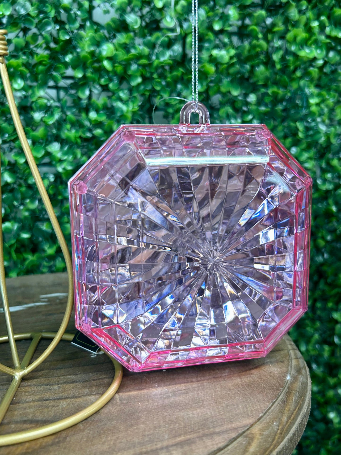 5 Inch Pink Acrylic Square Diamond Ornament