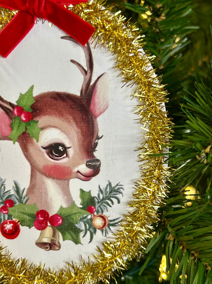 6 Inch Tinsel Oval Ornament Two Styles