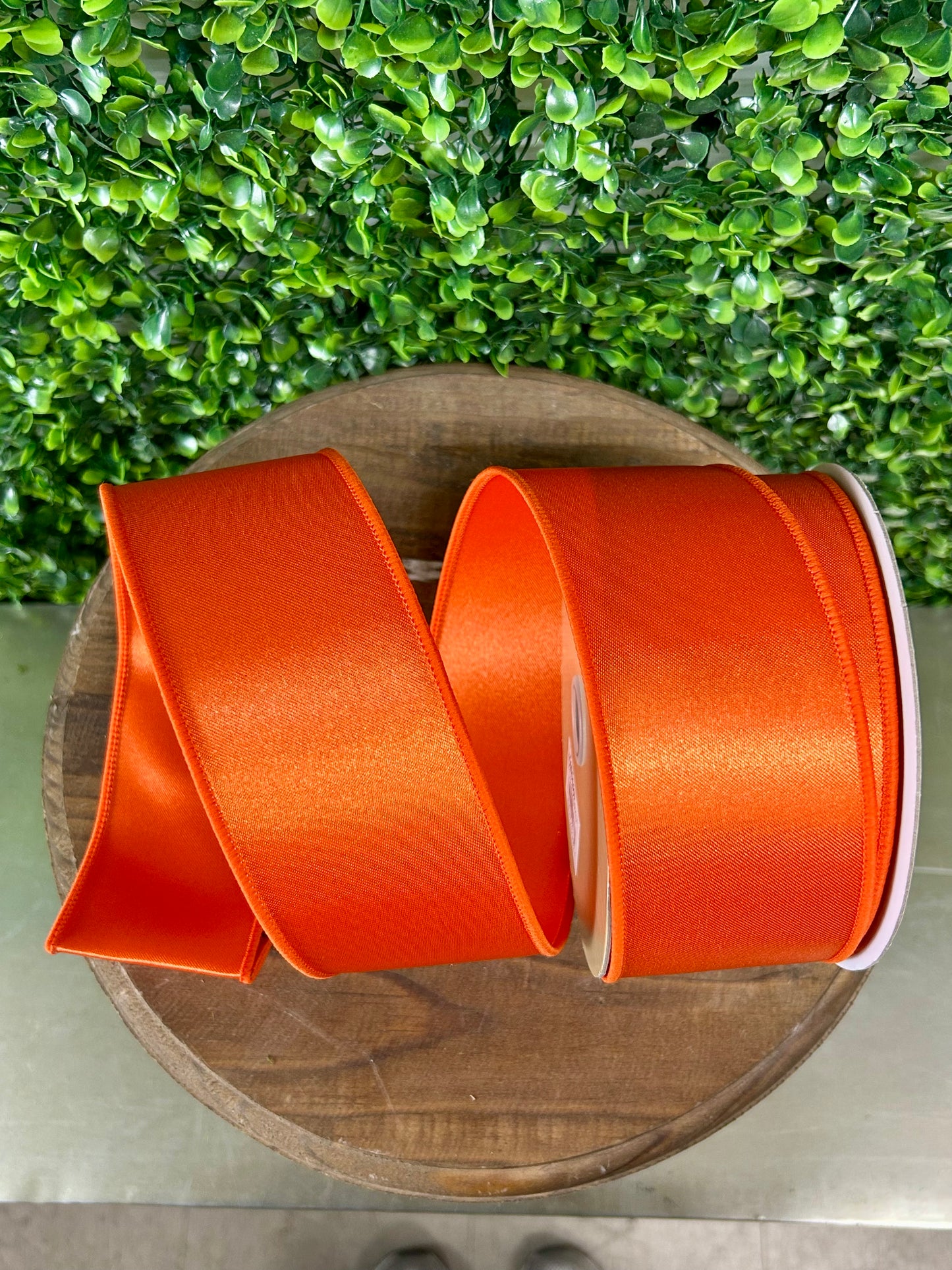 2.5 Inch By 10 Yard Orange Satin Fused Ribbon