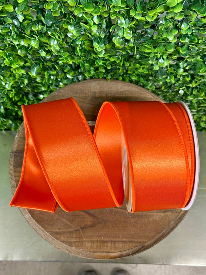 2.5 Inch By 10 Yard Orange Satin Fused Ribbon