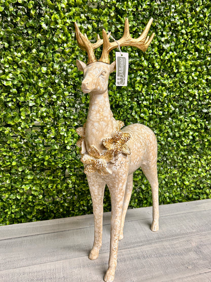 19 Inch Cream And Gold Reindeer