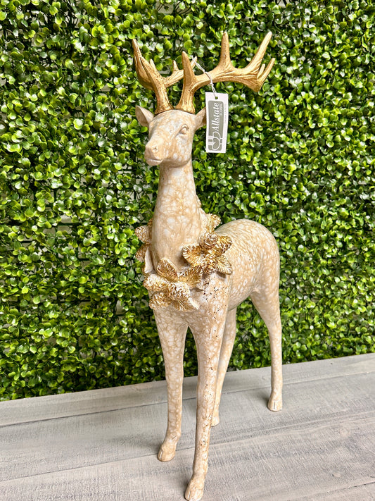 19 Inch Cream And Gold Reindeer