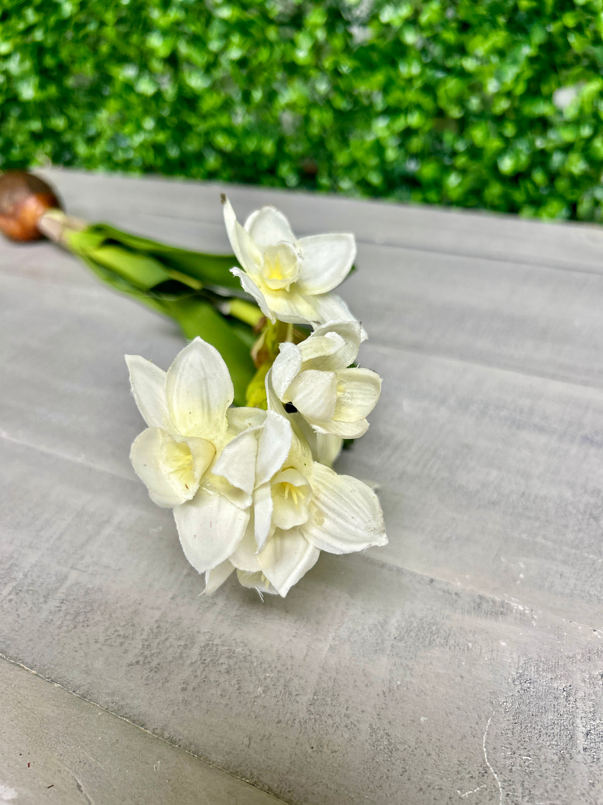 19.5 Inch White Real Touch Daffodil Bulb Pick