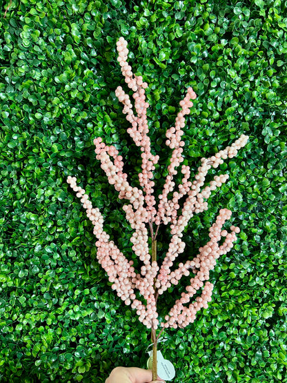 32 Inch Pink Glitter Berry Cluster Spray