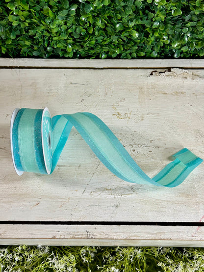 1.5 Inch By 10 Yard Robin Egg Blue Iridescent Royal Burlap Glitter Ribbon