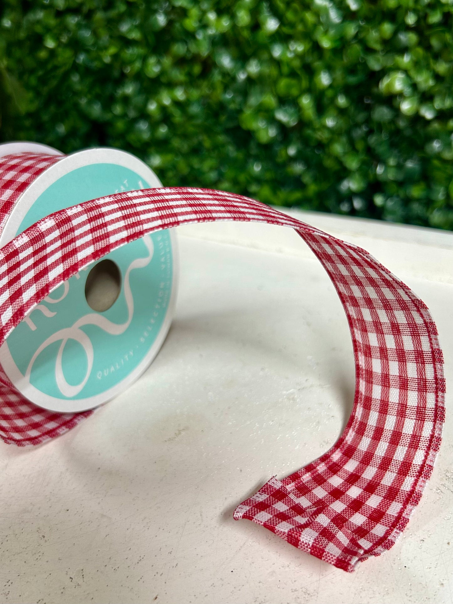 1.5 Inch By 10 Yard Red And White Gingham Check Ribbon