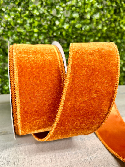 2.5 Inch By 10 Yard Burnt Sienna Deluxe Velvet With Satin Backing Ribbon