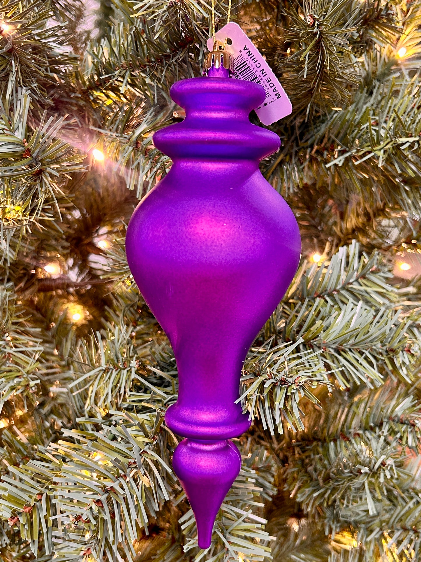 10 Inch Shiny Matte Purple Finial Ornament