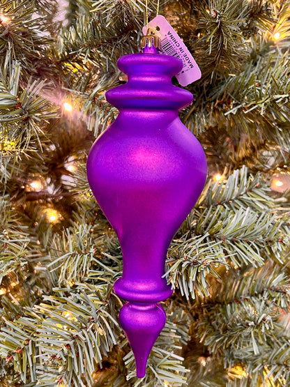 10 Inch Shiny Matte Purple Finial Ornament