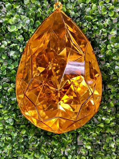 9 Inch Amber Acrylic Drop Diamond Ornament