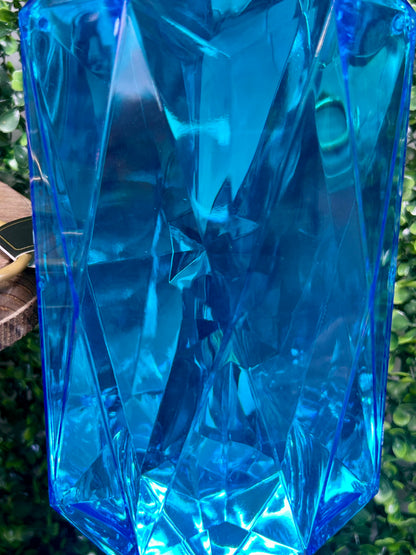 8 Inch Blue Acrylic Rectangle Diamond Ornament