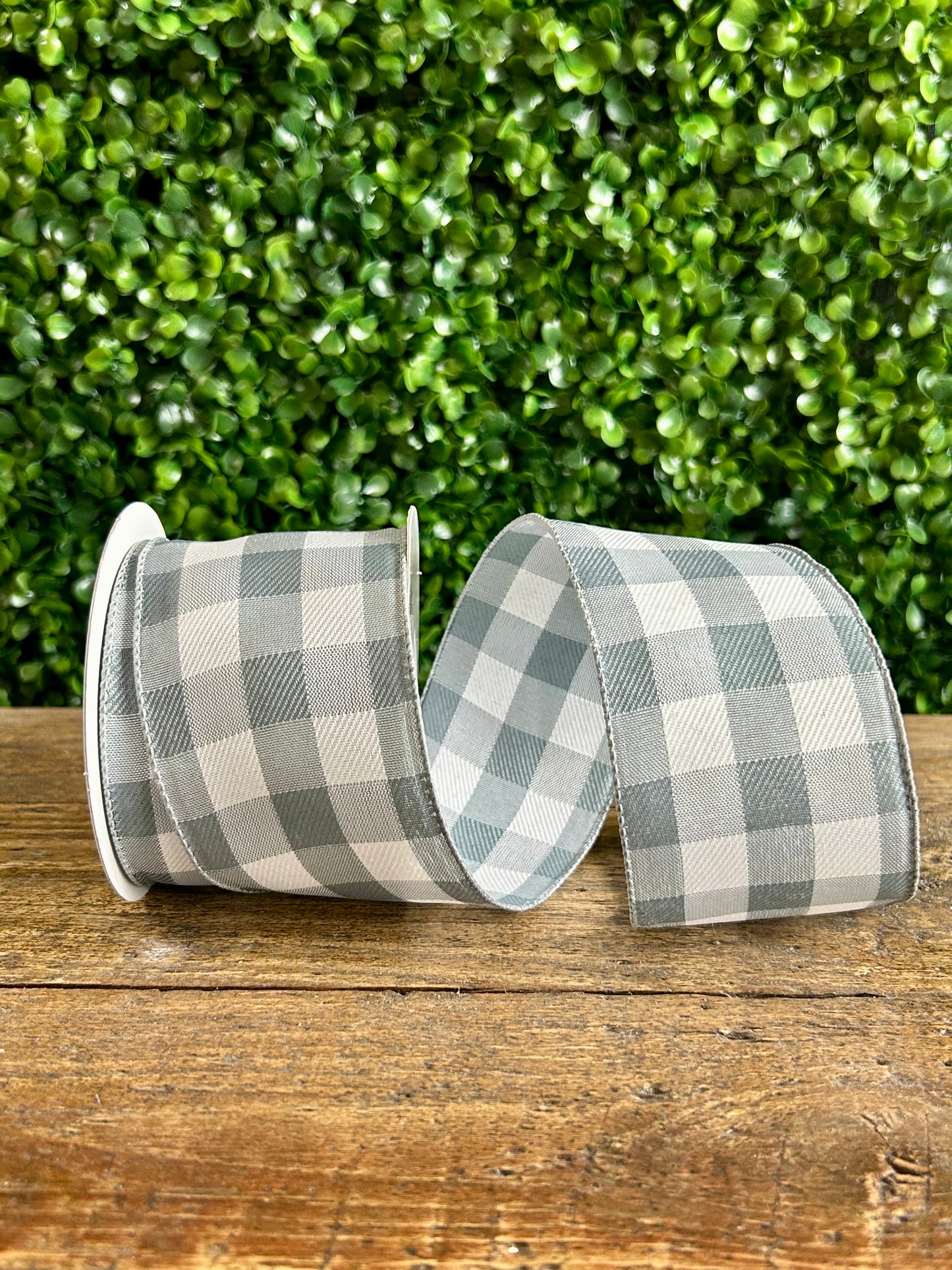 2.5 Inch By 10 Yard Grey Plaid Twill Ribbon