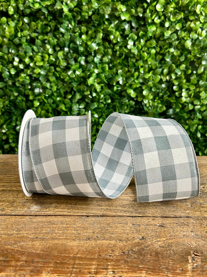 2.5 Inch By 10 Yard Grey Plaid Twill Ribbon