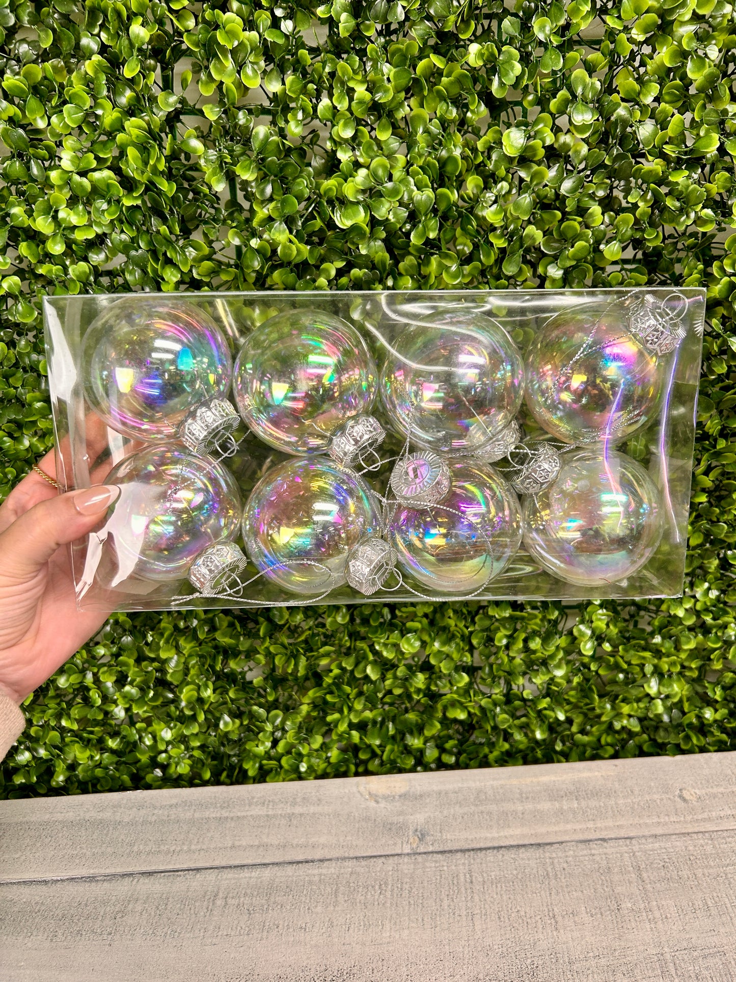 2.75 Inch Iridescent 8 Piece Boxed Ornament