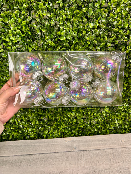 2.75 Inch Iridescent 8 Piece Boxed Ornament