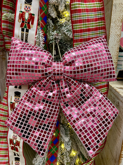 12 Inch Pink Bow Ornament