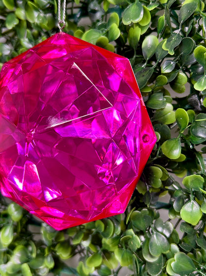 4 Inch Hot Pink Acrylic Octagon Diamond Ornament