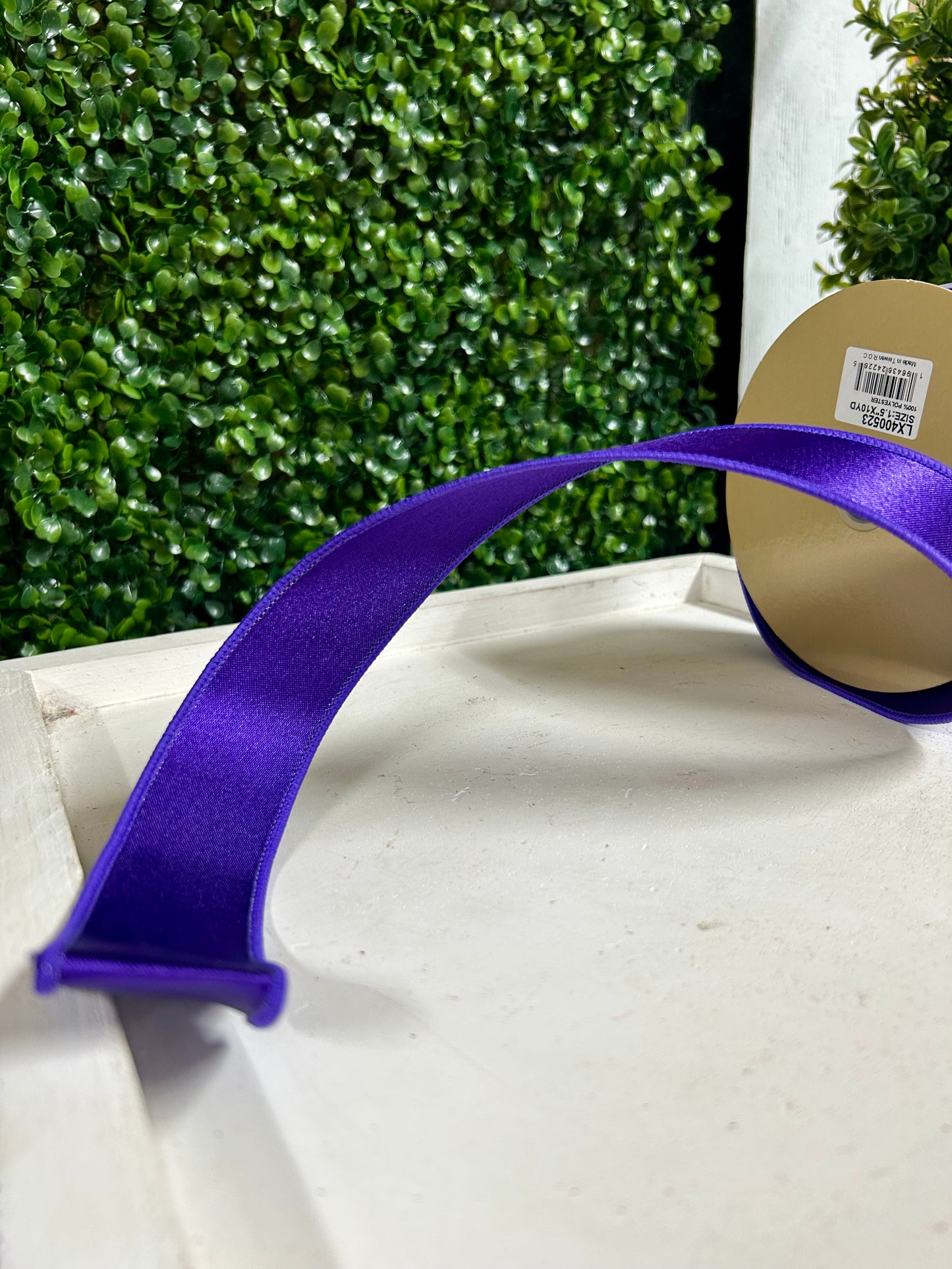 1.5 Inch By 10 Yard Purple Satin Fused Ribbon
