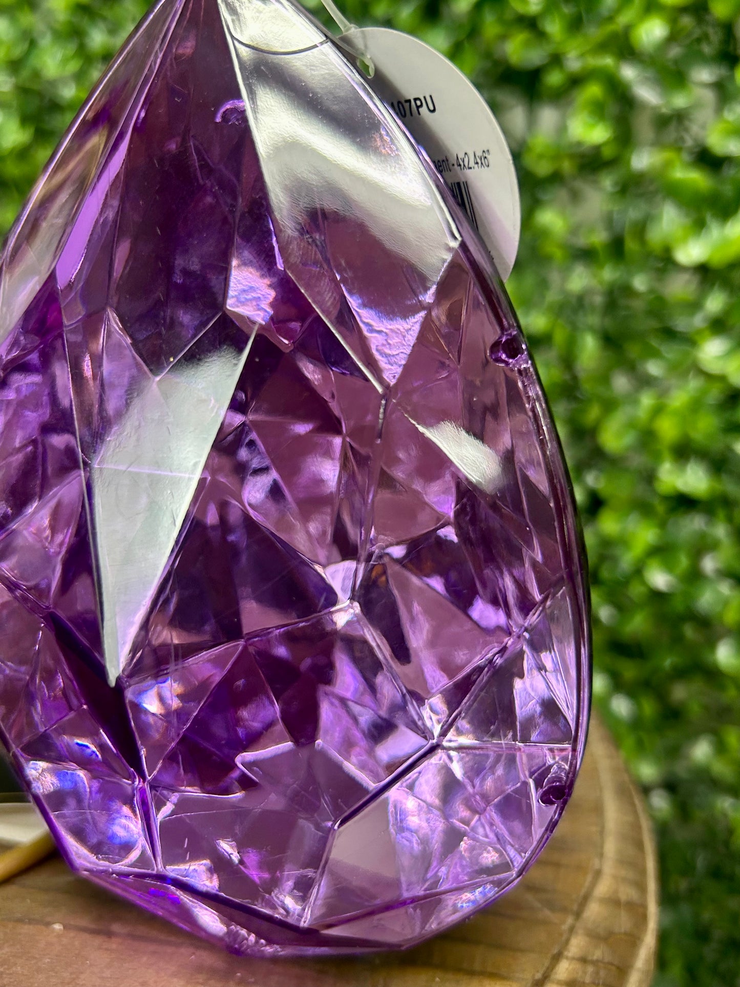 6 Inch Purple Acrylic Rain Drop Diamond Ornament