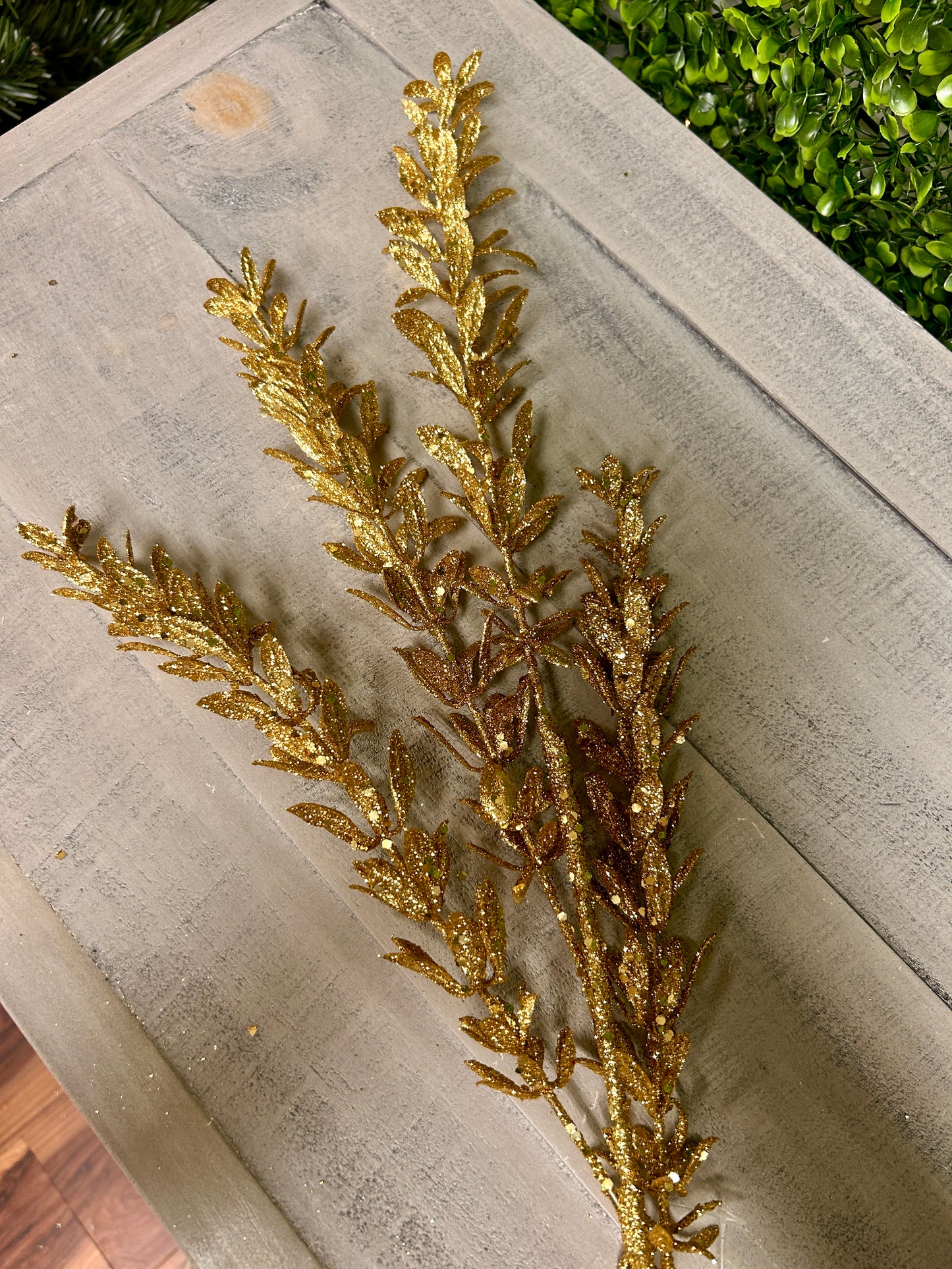 28.5 Inch Gold Glittered Rosemary Spray