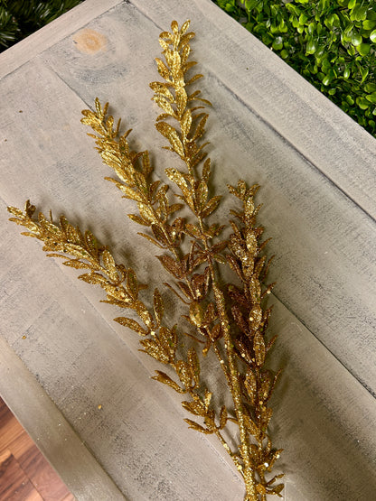 28.5 Inch Gold Glittered Rosemary Spray