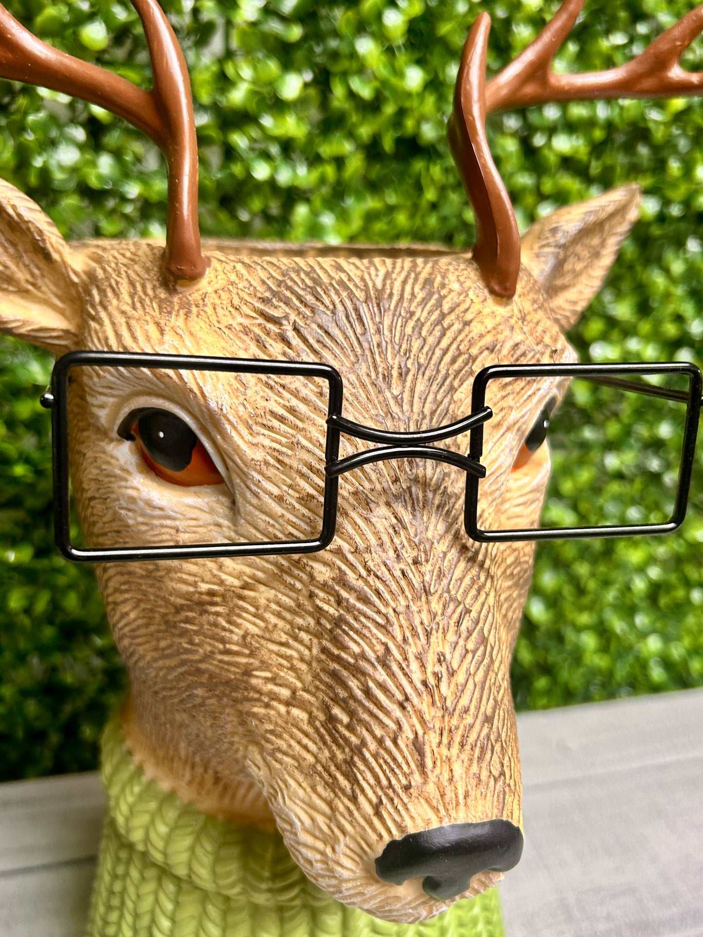 13.5 Inch Deer With Glasses Tabletop Planter Or Vase