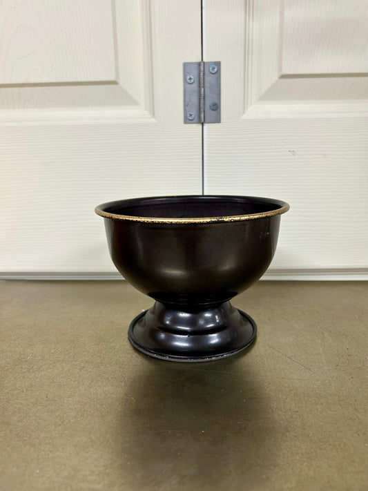 6 Inch Black Metal Urn With Round Base