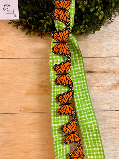 D. Stevens 2.5 Inch By 5 Yards Orange And Black Felt Embroidered Monarch Butterfly Garland