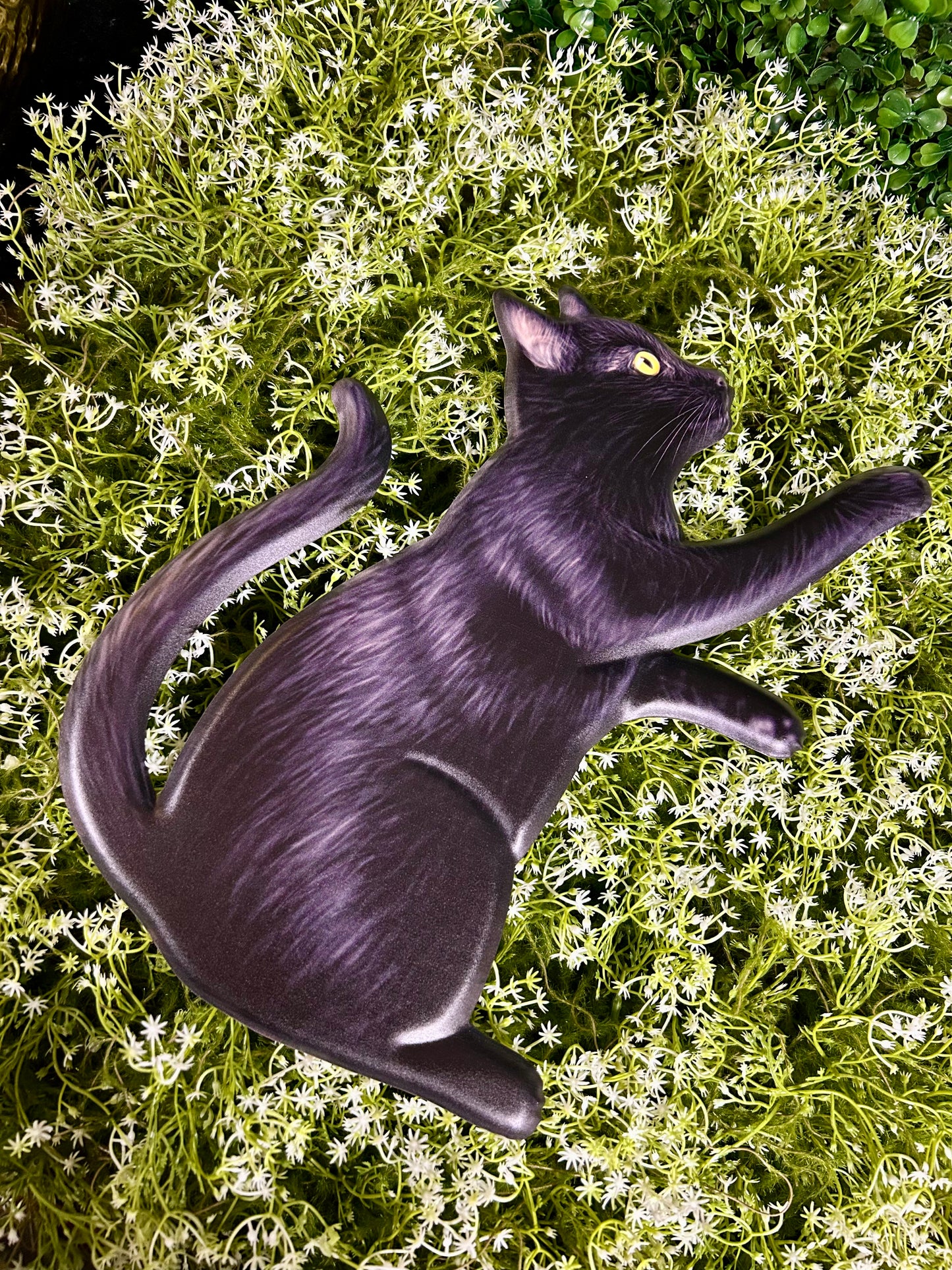 12 Inch Black Metal Embossed Pawing Cat Sign