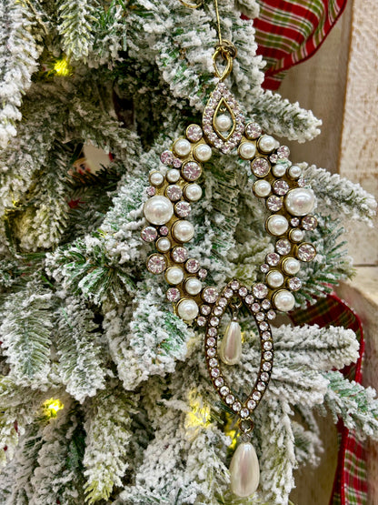 Hanging Gold Pearl Ornament Clip