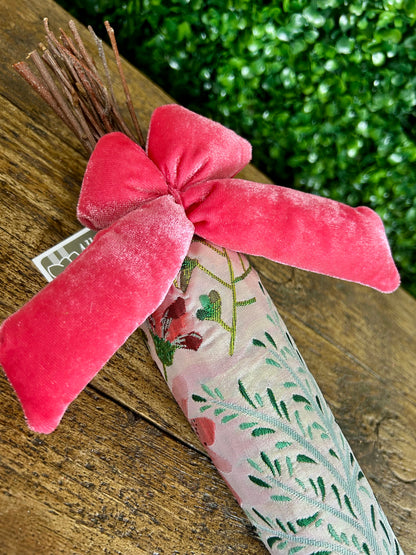 15.5 Inch Pink And Green Floral Fabric Carrot