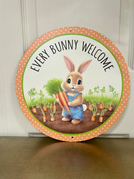 12 Inch Metal Every Bunny Welcome Sign