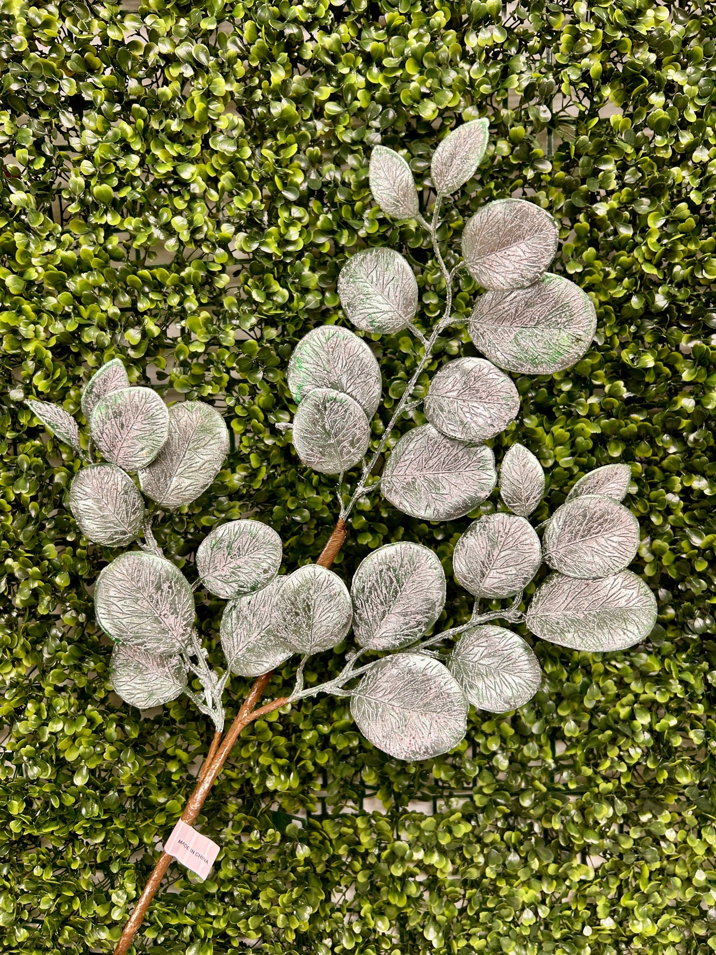 24 Inch Light Blue Eucalyptus Leaf Spray With Frost