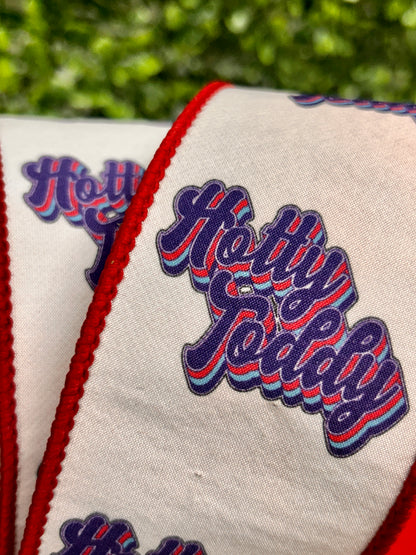2.5 Inch By 10 Yard Hotty Toddy Fused Dupioni Backed Wired Edge Ribbon