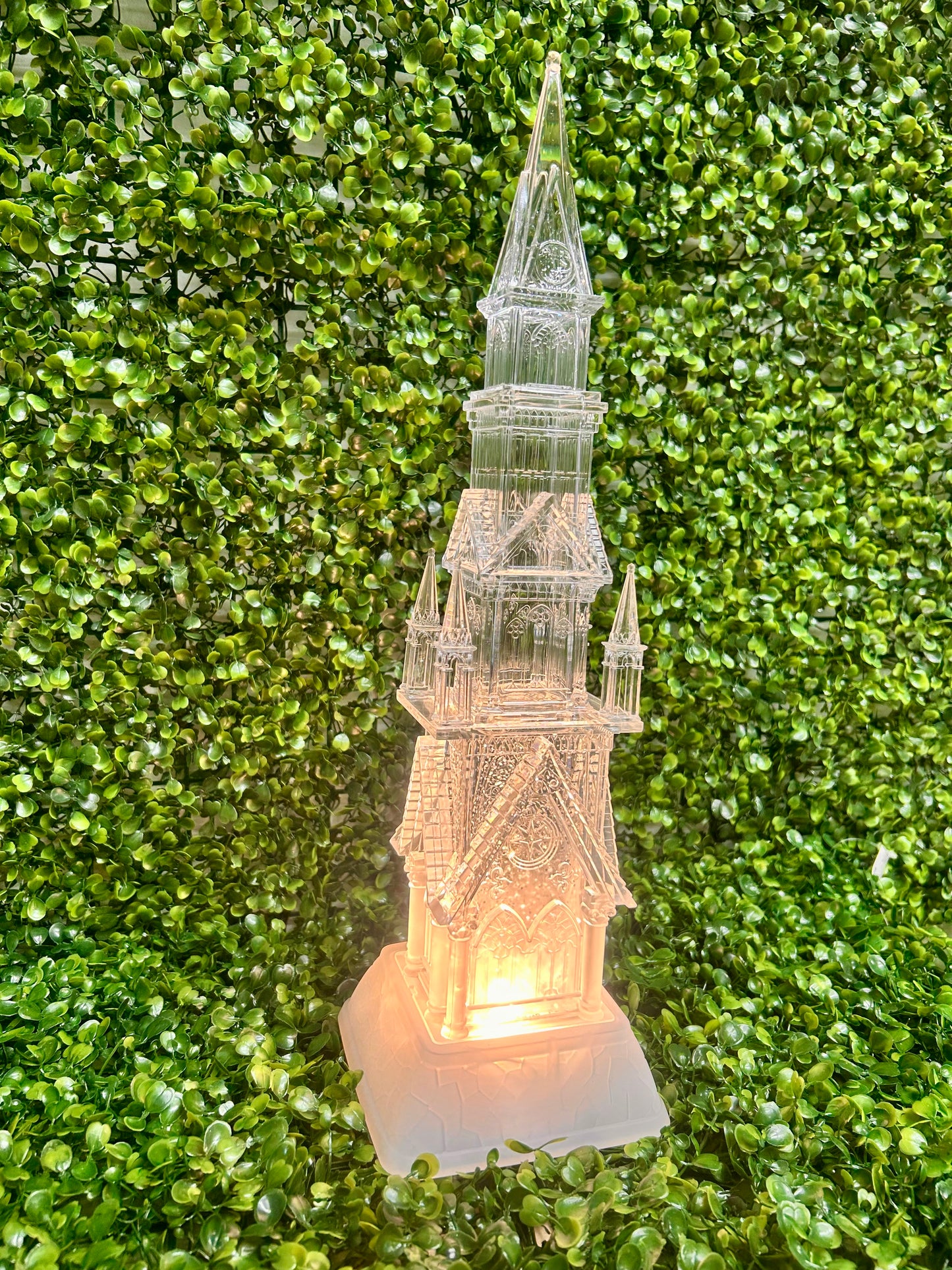 17.25 Inch Clear Acrylic Water Spinning LED Church Snow Globe
