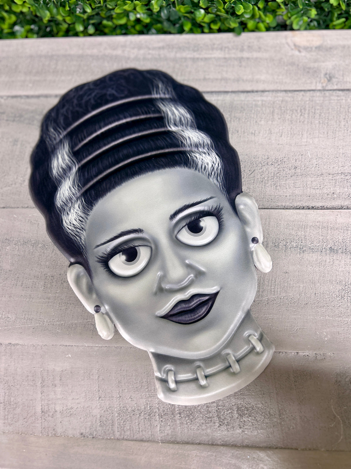 12.5 Inch Black And White Mrs. Frankenstein Metal Sign